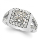 CERTIFIED PLATINUM 1.10 CT G-H/VS-SI1 DIAMOND HALO ENGAGEMENT RING