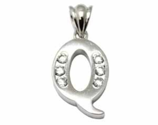 STERLING SILVER PLAIN CZ INITIAL PENDANT