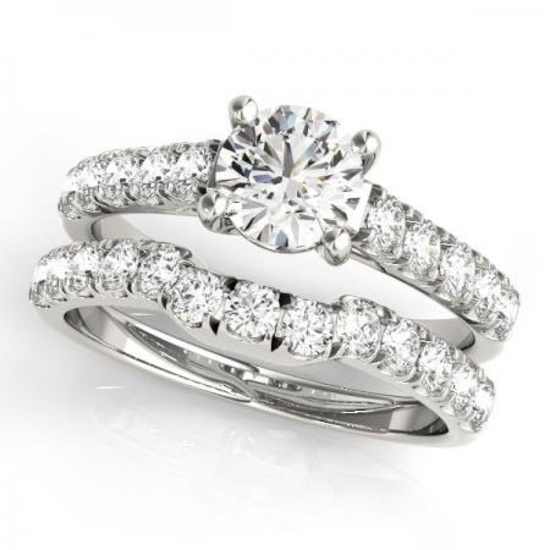 CERTIFIED 18K WHITE GOLD 1.39 CT G-H/VS-SI1 DIAMOND BRIDAL SET