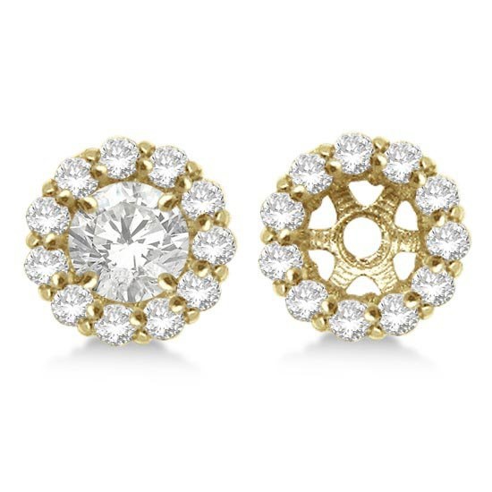 Round Diamond Earring Jackets for 7mm Studs 14K Yellow Gold (0.90ct)