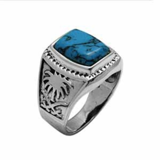 SILVER MENS RING WITH STONE