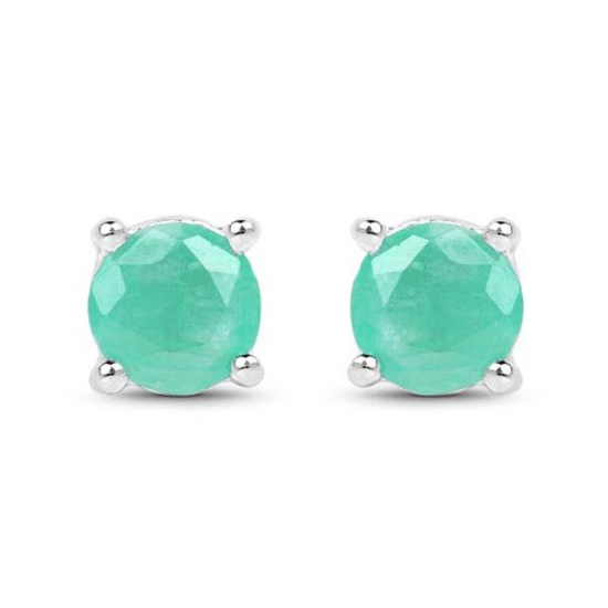 1.50 Carat Genuine Emerald .925 Sterling Silver Earrings