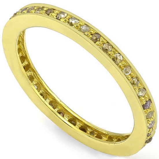 0.50 CT GENUINE DIAMOND 14K YELLOW GOLD PLATED OVER 925 SILVER VICTORIAN RING