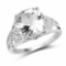 3.39 Carat Genuine Crystal Quartz and White Topaz .925 Sterling Silver Ring
