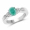 1.08 Carat Genuine Emerald and White Topaz .925 Sterling Silver Ring