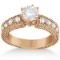 1.50 ctw Antique Style Diamond Engagement Ring 14k Rose Gold