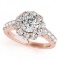 CERTIFIED 14KT ROSE GOLD 1.12 CT G-H/VS-SI1 DIAMOND HALO ENGAGEMENT RING