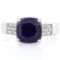 GENUINE SAPPHIRE & 1/4 CARAT (34 PCS) FLAWLESS CREATED DIAMOND 925 STERLING SILVER RING