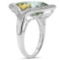 8.14 Carat Genuine Green Amethyst and 0.06 ct.t.w Genuine Diamond Accents Sterling Silver Ring