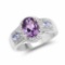 2.11 Carat Genuine Amethyst, Tanzanite and White Topaz .925 Sterling Silver Ring