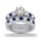 Antique Diamond and Blue Sapphire Bridal Set Palladium (2.30ct)