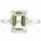2 1/2 CARAT GREEN AMETHYST & DIAMOND 925 STERLING SILVER RING