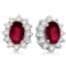 Oval Ruby and Diamond Accented Earrings 14k White Gold (2.05ct)