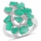 3.57 Carat Genuine Emerald and White Diamond .925 Sterling Silver Ring