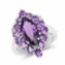 4.87 Carat Genuine Amethyst and White Topaz .925 Sterling Silver Ring