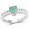 1.22 Carat Genuine Emerald and White Topaz .925 Sterling Silver Ring