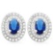 2 CARAT CREATED BLUE SAPPHIRE & 3/5 CARAT (60 PCS) FLAWLESS CREATED DIAMOND 925 STERLING SILVER EARR