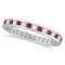 Garnet and Diamond Channel-Set Ring Eternity Band 14k White Gold (1.04ct)
