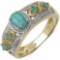 14K Gold Plated 0.57 Carat Genuine Emerald Sterling Silver Ring