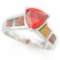 3 2/3 CARAT CREATED RED SAPPHIRE & 1 CARAT CREATED FIRE OPAL 925 STERLING SILVER RING