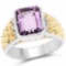 Two Tone Plated 2.65 Carat Genuine Amethyst .925 Sterling Silver Ring