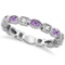 Amethyst and Diamond Eternity Anniversary Ring Band 14k White Gold