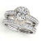 CERTIFIED 14KT TWO TONE GOLD 1.05 CT G-H/VS-SI1 DIAMOND HALO BRIDAL SET