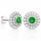 3/4 CARAT CREATED EMERALD & 1/2 CARAT (56 PCS) FLAWLESS CREATED DIAMOND 925 STERLING SILVER EARRINGS