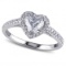Heart Shaped Diamond Halo Engagement Ring in 14k White Gold (1.00ct)
