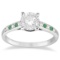 Cathedral Emerald and Diamond Engagement Ring 14k White Gold (1.45ct)