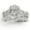 Halo Diamond Engagement and Wedding Rings Bridal Set 14k W. Gold 1.43ct