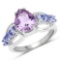 2.88 Carat Genuine Amethyst and Tanzanite .925 Sterling Silver Ring