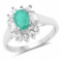 1.23 Carat Genuine Emerald and White Topaz .925 Sterling Silver Ring