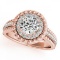 CERTIFIED 18K ROSE GOLD 1.04 CT G-H/VS-SI1 DIAMOND HALO ENGAGEMENT RING