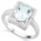 2 1/4 CARAT AQUAMARINE & DIAMOND 925 STERLING SILVER RING