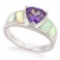 3 CARAT CREATED AMETHYST & 1 CARAT CREATED FIRE OPAL 925 STERLING SILVER RING