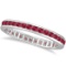Ruby Channel Set Stackable Ring Eternity Band 14k White Gold (1.04ct)