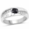 0.68 Carat Genuine Black Diamond and White Diamond .925 Sterling Silver Ring