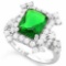 4 CARAT CREATED EMERALD & 4 CARAT (40 PCS) FLAWLESS CREATED DIAMOND 925 STERLING SILVER HALO RING