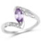 0.56 Carat Genuine Amethyst and White Diamond .925 Sterling Silver Ring