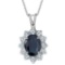 Blue Sapphire and Diamond Accented Pendant 14k White Gold (1.70ctw)