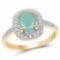 14K Yellow Gold Plated 1.20 Carat Genuine Emerald and White Topaz .925 Sterling Silver Ring