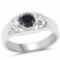 0.39 Carat Genuine Black Diamond and White Diamond .925 Sterling Silver Ring
