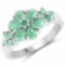 1.11 Carat Genuine Emerald and White Topaz .925 Sterling Silver Ring