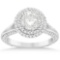 Double Halo Diamond Engagement Ring Setting 14k White Gold (1.50ct)