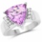 3.97 Carat Genuine Amethyst and White Topaz .925 Sterling Silver Ring