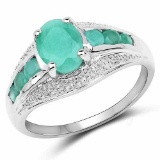 1.42 Carat Genuine Emerald .925 Sterling Silver Ring