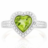 1 CARAT PERIDOT & DIAMOND 925 STERLING SILVER RING