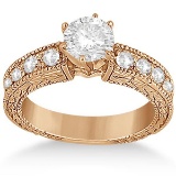 1.50 ctw Antique Style Diamond Engagement Ring 14k Rose Gold