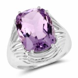 10.02 Carat Genuine Amethyst .925 Sterling Silver Ring